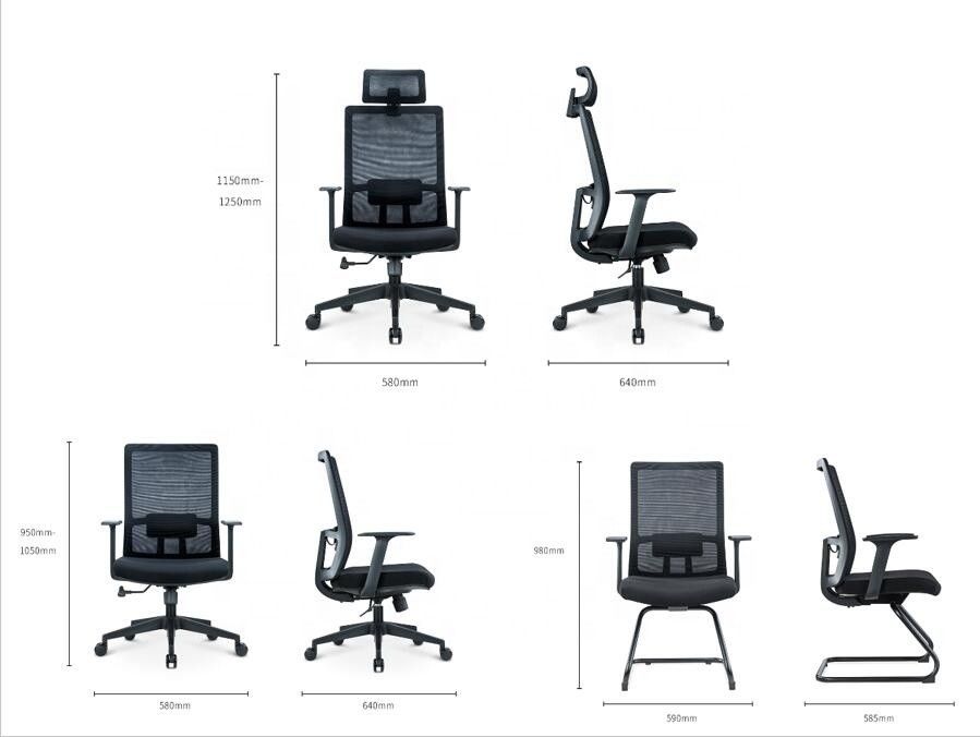 Personal Home Mesh Rückenlehne Lift Drehbüro-Stuhl mit Kopflehne und ergonomische Unterstützung