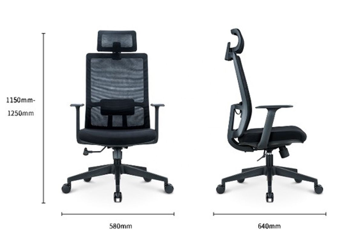 Moderner Stil Drehstuhl aus schwarzem Netz für ergonomisches Büro und BIFMA-Standard