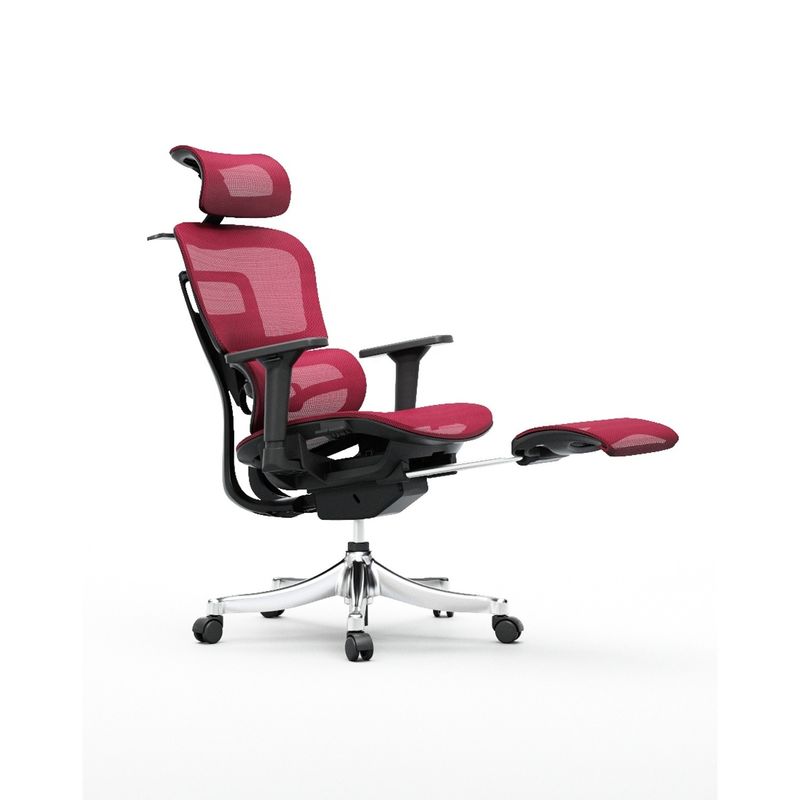 Arbeiten im Stil Ergonomischer Mesh-Stuhl mit verstellbarer Fußstütze und Rückenstütze in Schwarz