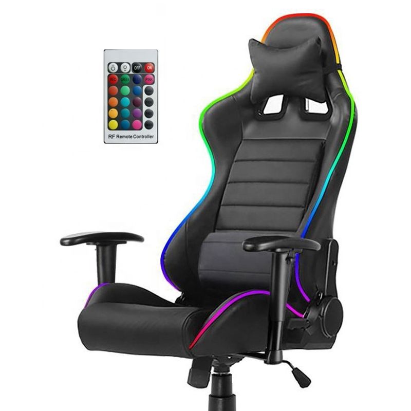 Synthetisches RGB-Spielstuhl aus Leder mit Massagefunktion, RGB-Licht und hohem Komfort