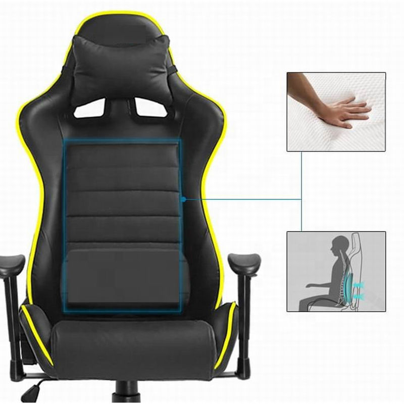 Synthetisches RGB-Spielstuhl aus Leder mit Massagefunktion, RGB-Licht und hohem Komfort