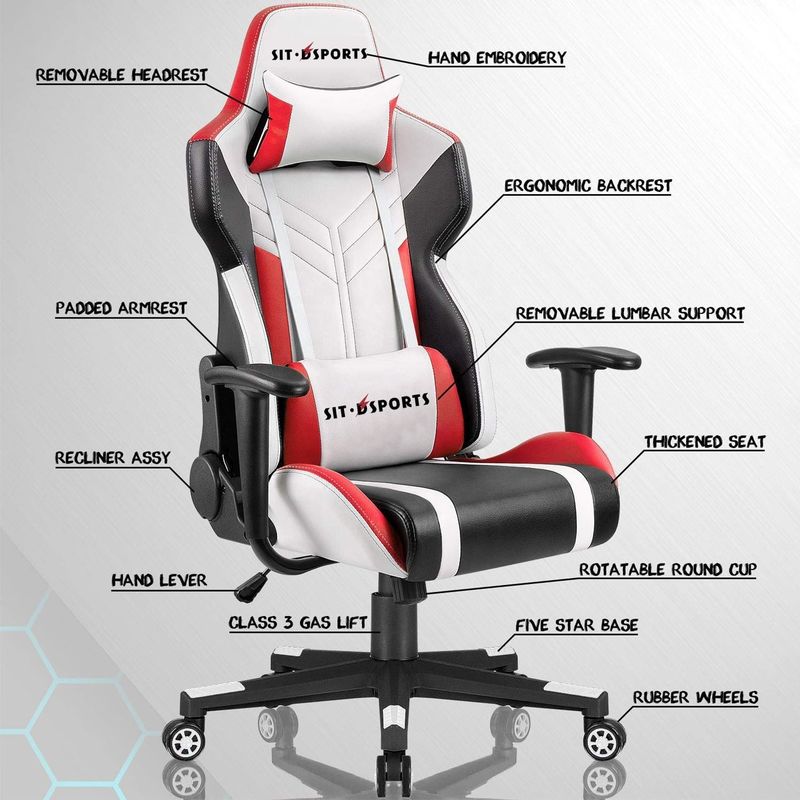 Komfortable PU-Leder Massage Y-SITZEN Büro-Gaming-Stuhl für Computerspieler