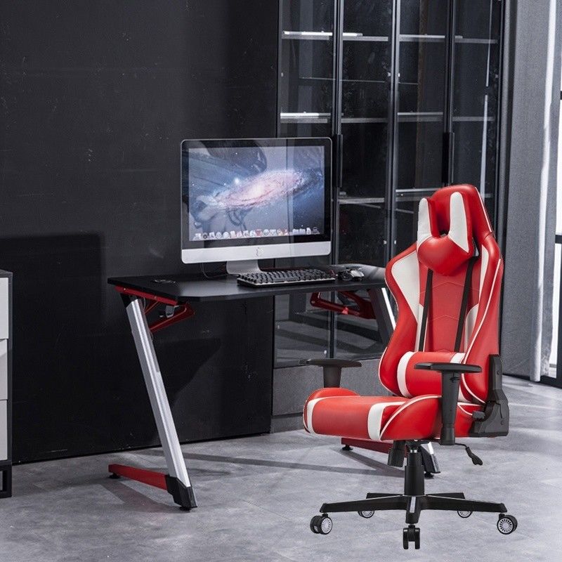 Bequemer E-Sport-Stuhl Dreh- und Dreh-Professioneller weißer PU-Leder-Rennspielstuhl