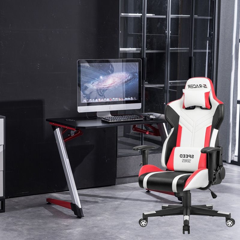 Bequemer weißer PU-Leder-Rennsport-Spielstuhl für professionelle E-Sportleistungen
