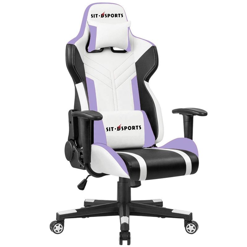 Weißer PU-Leder-Rennspielstuhl für bequemes Spielen im Büro/Haus/Apartment