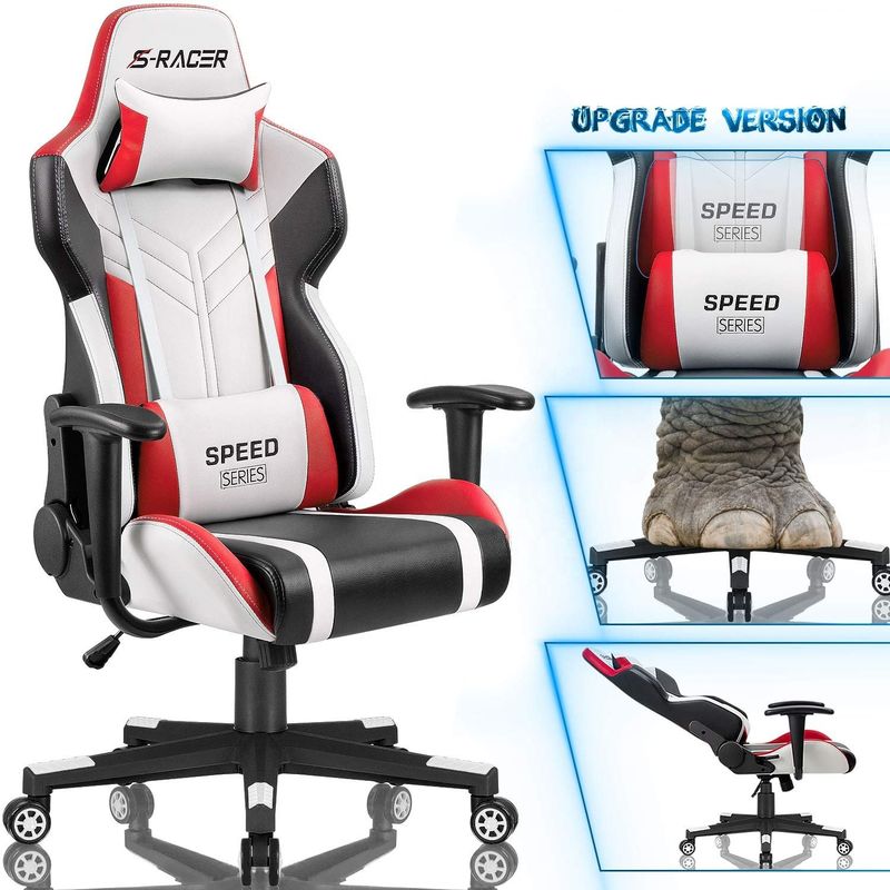 Professioneller weißer PU-Leder-Rennspielstuhl für komfortable E-Sport-Erlebnisse