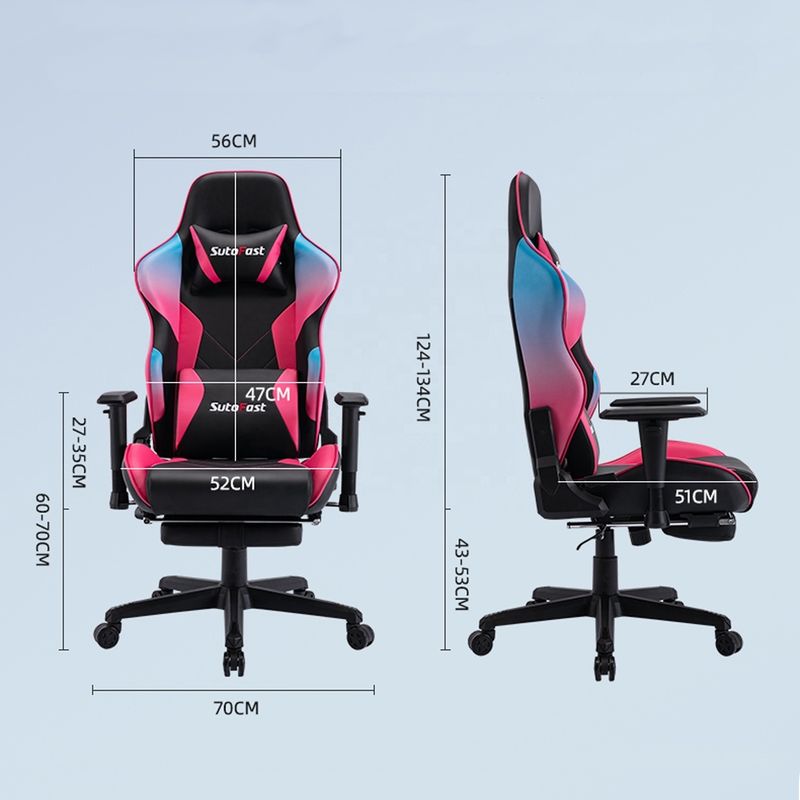 Fließendes Licht und Farbe Luxus-PU-Leder-Rennspielstuhl für Computerspieler