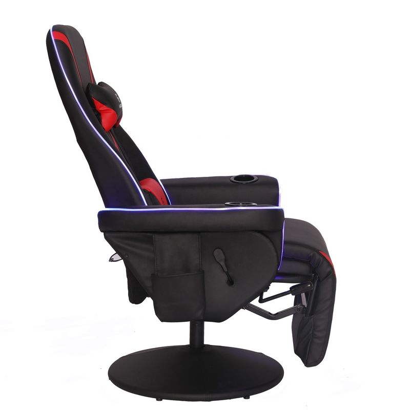 Luxuriöses schwarz/blaues Rennspielsofa mit LED-Beleuchtung und Fußstütze