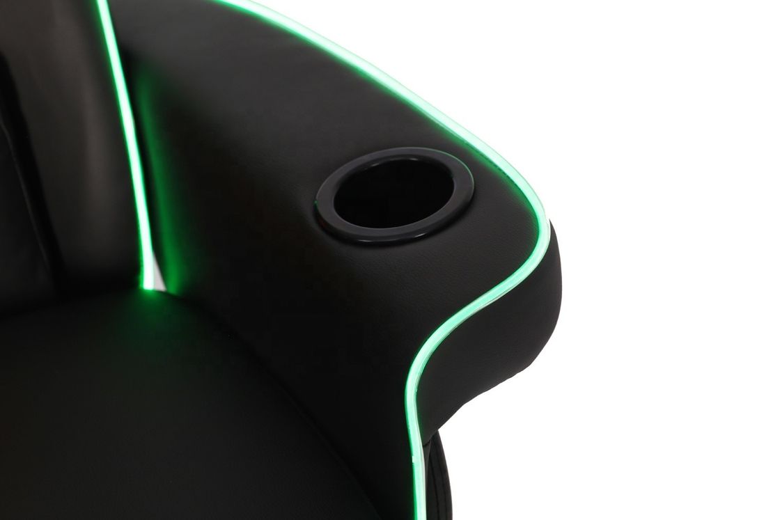 Luxuriöses schwarz/blaues Rennspielsofa mit LED-Beleuchtung und Fußstütze