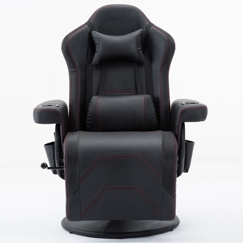 Weißer Racing-Stil Gaming-Stuhl Executive Office Drehstuhl mit Becherhalter und Fußstütze