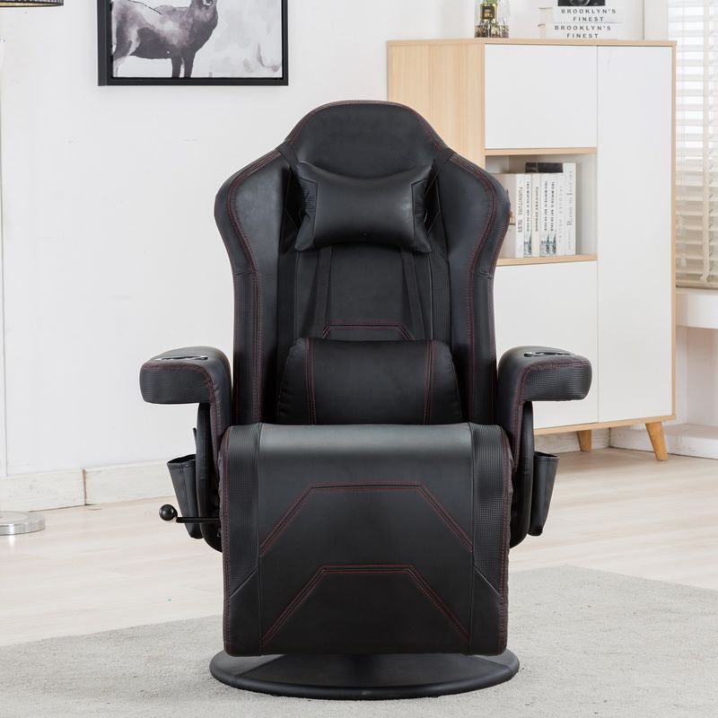 Weißer Racing-Stil Gaming-Stuhl Executive Office Drehstuhl mit Becherhalter und Fußstütze