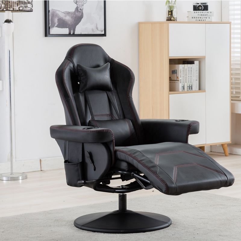 Weißer Racing-Stil Gaming-Stuhl Executive Office Drehstuhl mit Becherhalter und Fußstütze