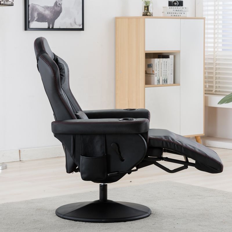 Weißer Racing-Stil Gaming-Stuhl Executive Office Drehstuhl mit Becherhalter und Fußstütze