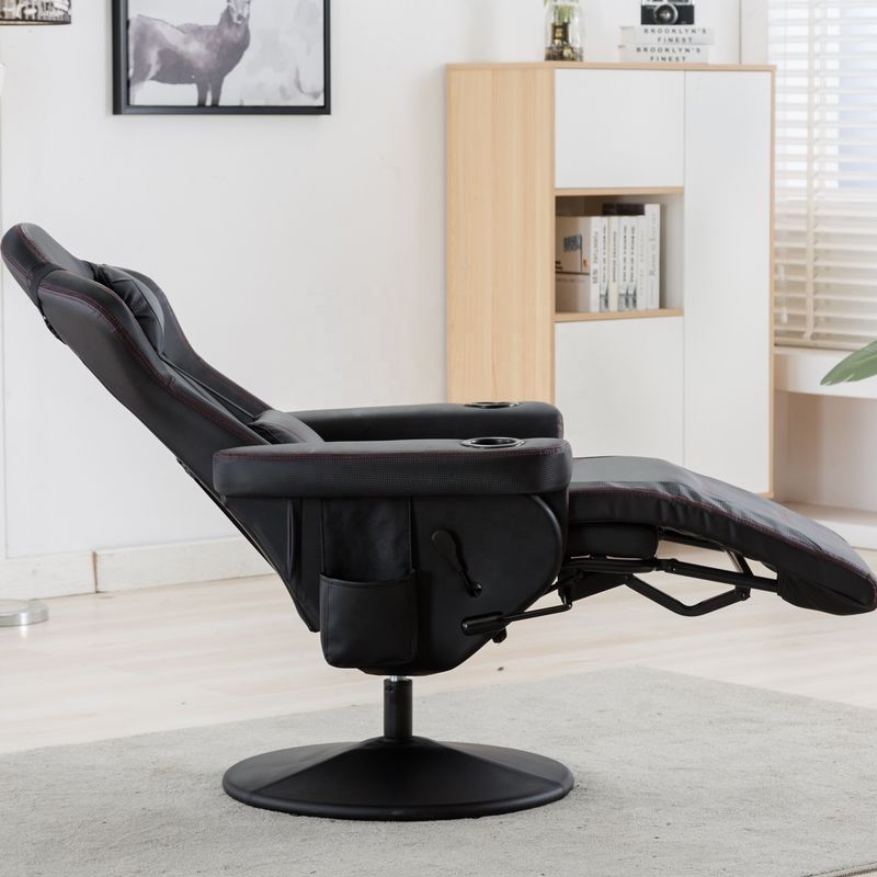 Spielstuhl mit Becherhalter Pink Racing Style Leder ergonomischer Sitz Drehsofa für Zuhause