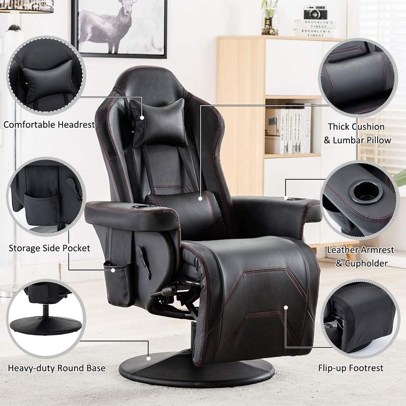 ODM Luxus-Gaming-Stuhl mit Becherhalter Rot-Rennsport-Stil Leder ergonomischer Sitz Drehsofa